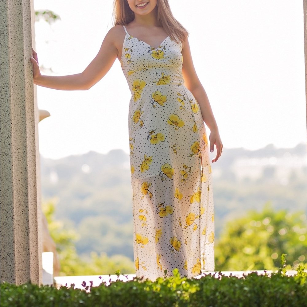 Abercrombie White and Yellow Floral Maxi Dress